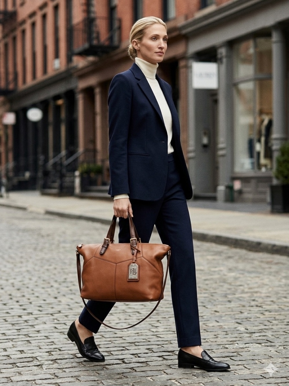 Lauren Ralph Lauren Large Chestnut Brown Luxury Leather Tote | Gold Hardware - Picture 3 of 16